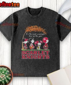 Official Snoopy The Peanuts Rutgers Scarlet Knights t-shirt, perfect for celebrating the most wonderful time of the year.