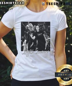 Official Sophie Cunningham X Caitlin Clark Indiana Fever basketball WNBA ladies tee featuring vibrant team colors and logos.