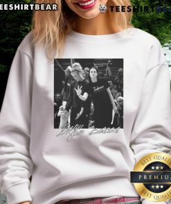 Official Sophie Cunningham x Caitlin Clark Indiana Fever WNBA sweatshirt featuring vibrant team colors and logos.
