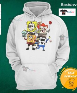 Official Sponge X Horror Characters Happy Halloween Hoodie featuring vibrant designs of spooky characters for festive style.