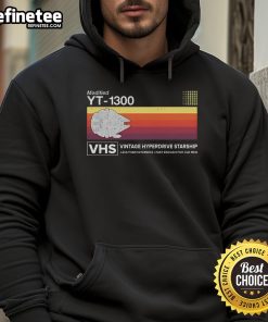 Official Star Wars Modified YT-1300 VHS Vintage Hyperdrive Starship Hoodie featuring iconic sci-fi design.