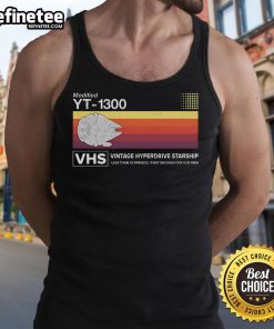 Official Star Wars modified YT-1300 VHS vintage hyperdrive starship tank top featuring iconic design and retro style.
