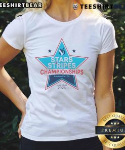 Official Stars & Stripes Championships Ladies Tee from Sevierville, TN, July 10-12, 2025, showcasing event branding.