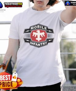 Official Starship Troopers Mobile Infantry T-Shirt featuring iconic graphics and military-inspired design, perfect for fans.