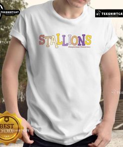 Official Steeplechase Stallions Elementary Pattern T-Shirt featuring a vibrant design and comfortable fit for fans.