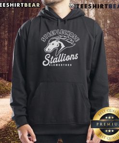 Alt Text: Official Steeplechase Stallions Script Hoodie in navy with stylish logo, perfect for casual and athletic wear.