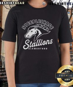 Alt Text: Official Steeplechase Stallions Script Ladies Tee featuring stylish design, perfect for racing fans and casual wear.