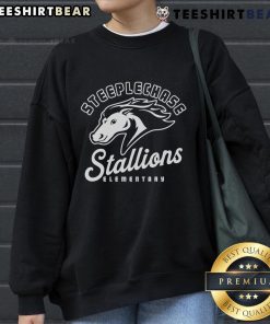 Alt Text: Official Steeplechase Stallions Script Sweatshirt in navy blue, featuring stylish script logo and comfortable fit.
