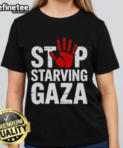 Official Stop Starving Gaza Save Children Ladies Tee featuring a powerful message for humanitarian support.