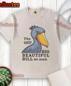 Official Stork big beautiful bill washed t-shirt displayed on a hanger, showcasing its vibrant design and quality fabric.