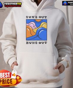 Official Suns Out Buns Out Hoodie in vibrant colors, perfect for summer fashion and casual wear.
