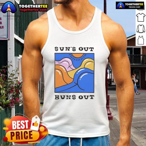 Official Suns Out Buns Out Tank Top in vibrant colors, perfect for summer outings and beachwear.