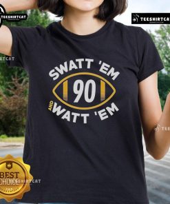 Official Swatt Em And Watt Em 90 Pittsburgh Football Ladies Tee in stylish design, perfect for supporting your team.