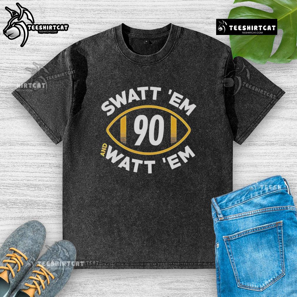 Official Swatt Em And Watt Em 90 Pittsburgh Football Washed T Shirt