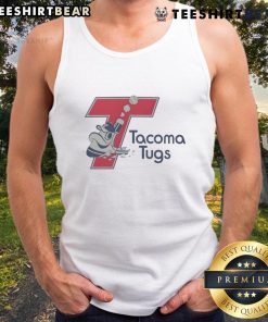 Alt Text: Official Tacoma Tugs baseball logo tank top featuring vibrant colors and sports design for fans and players.