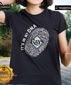 Official Tampa Bay Rays In My DNA Ladies Tee featuring vibrant team colors and stylish design for female fans.
