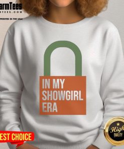 Alt Text: Official Taylor In My Showgirl Era orange lock sweatshirt featuring a stylish design, perfect for fans and fashion lovers.