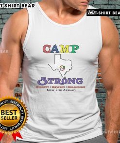 Official Texas Camp Strong Now and Always Tank Top in vibrant colors, perfect for showing Texas pride and camp spirit.