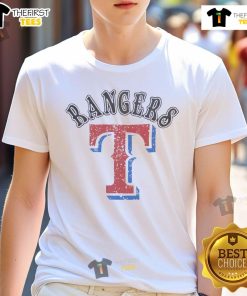 Official Texas Rangers Rebel Athletics Logo T-Shirt featuring vibrant team colors and a bold logo design.