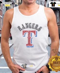 Alt Text: Official Texas Rangers Rebel Athletics Logo Tank Top featuring a bold team logo on a stylish design.