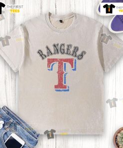 Alt Text: Official Texas Rangers Rebel Athletics logo washed t-shirt featuring a vintage design and comfortable fit.