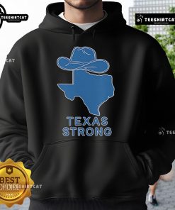 Official Texas Strong Flood Relief Hoodie in navy blue, featuring a bold Texas flag design for disaster relief support.