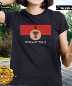 Alt Text: Official Texas Tech Red Raiders Come and Take It Ladies Tee featuring bold graphics and a stylish design.