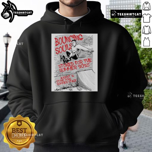 Official Bouncing Souls August 16 2025 Stone Pony Summer Stage poster hoodie featuring vibrant concert artwork.