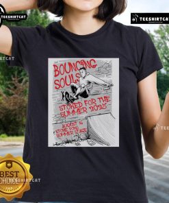 Official The Bouncing Souls August 16, 2025 Stone Pony Summer Stage poster on a ladies tee, vibrant design, music event.