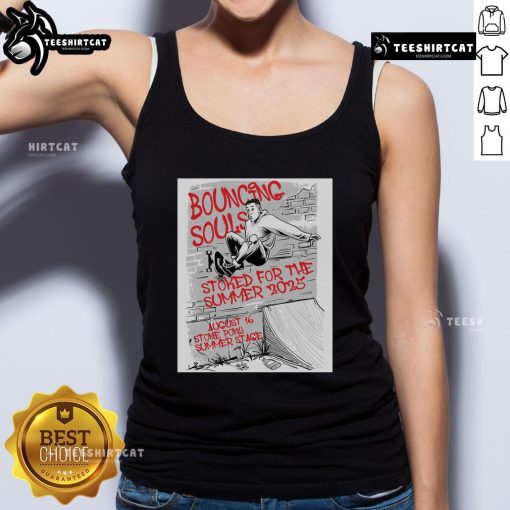 Official Bouncing Souls August 16, 2025 poster on a tank top, featuring vibrant colors and Stone Pony Summer Stage logo.