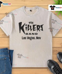 Alt Text: Official The Killers Summer in Vegas washed t-shirt featuring vibrant design, perfect for fans of the band.