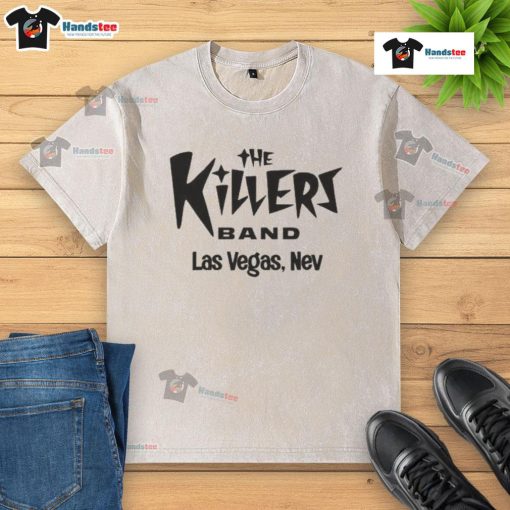 Alt Text: Official The Killers Summer in Vegas washed t-shirt featuring vibrant design, perfect for fans of the band.