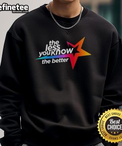Official The Less You Know The Better Star Sweatshirt in black featuring a stylish star graphic for trendy casual wear.