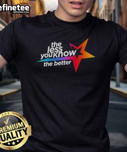 Official The Less You Know The Better Star T-Shirt featuring a stylish design and bold graphic for fans.