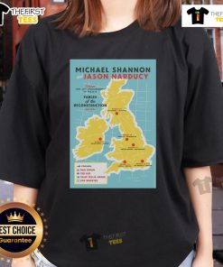 Official Michael Shannon Jason Narducy 2025 UK Tour poster featuring vibrant design for ladies' tee promotion.