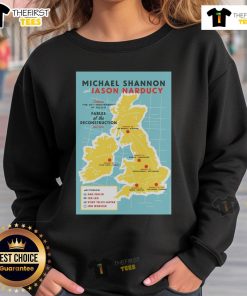 Alt Text: Official Michael Shannon Jason Narducy 2025 UK Tour Poster Sweatshirt showcasing vibrant tour artwork and design.