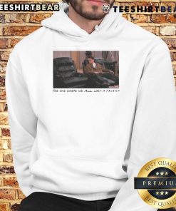 Chandler Bing hoodie from 'The One Where We All Lost a Friend' featuring iconic quotes and designs from Friends.