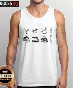 Official The Race Helmet Evolution Tank Top showcasing a stylish design for racing enthusiasts and sports fans.