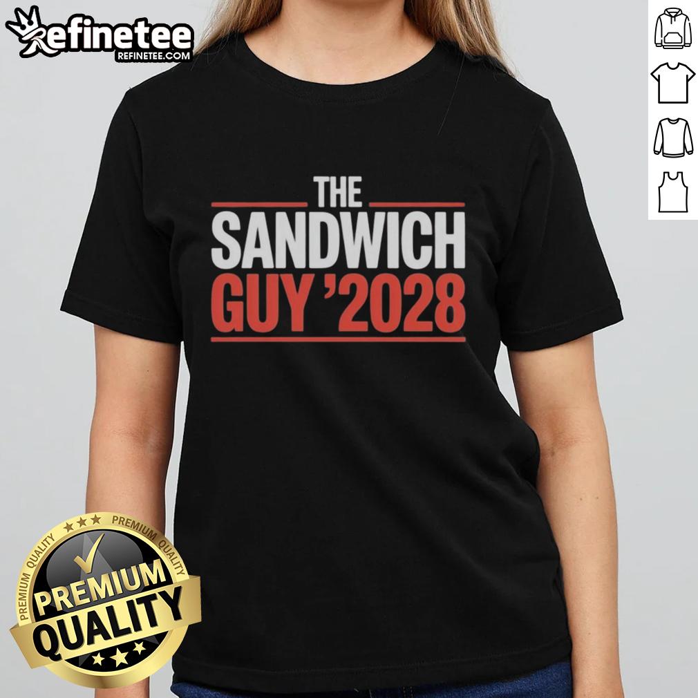 Official The Sandwich Guy 2028 Ladies Tee Alt Text: Official The Sandwich Guy 2028 Ladies Tee featuring a stylish design perfect for sandwich lovers and casual wear.
