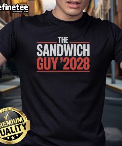 Official The Sandwich Guy 2028 T-Shirt featuring a bold logo and vibrant colors, perfect for fans and supporters.