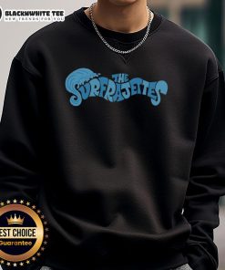 Official Surfrajettes Wave Logo Sweatshirt featuring a vibrant wave design and stylish branding for fans.