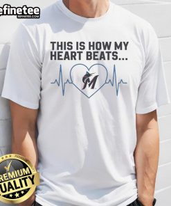 Official This Is How My Heart Beats Miami Marlins T-Shirt featuring vibrant team colors and logo, perfect for fans.