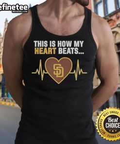 Official San Diego Padres tank top featuring 'This Is How My Heart Beats' design, perfect for baseball fans.