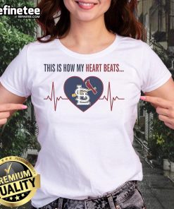St. Louis Cardinals ladies tee featuring 'This Is How My Heart Beats' design, perfect for fans and casual wear.
