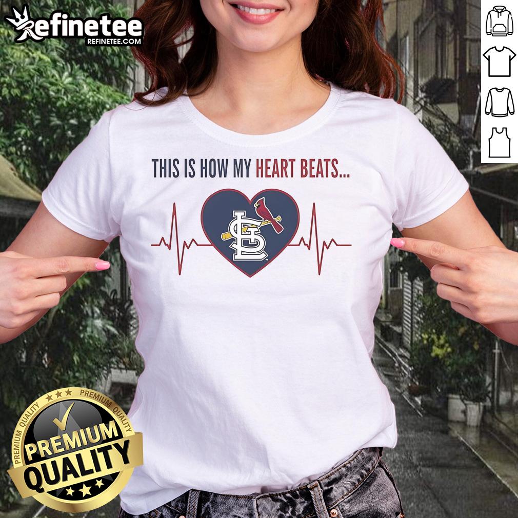 Official This Is How My Heart Beats St. Louis Cardinals Ladies Tee St. Louis Cardinals ladies tee featuring 'This Is How My Heart Beats' design, perfect for fans and casual wear.