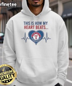 Texas Rangers hoodie featuring 'This Is How My Heart Beats' design, perfect for fans showing team spirit and support.