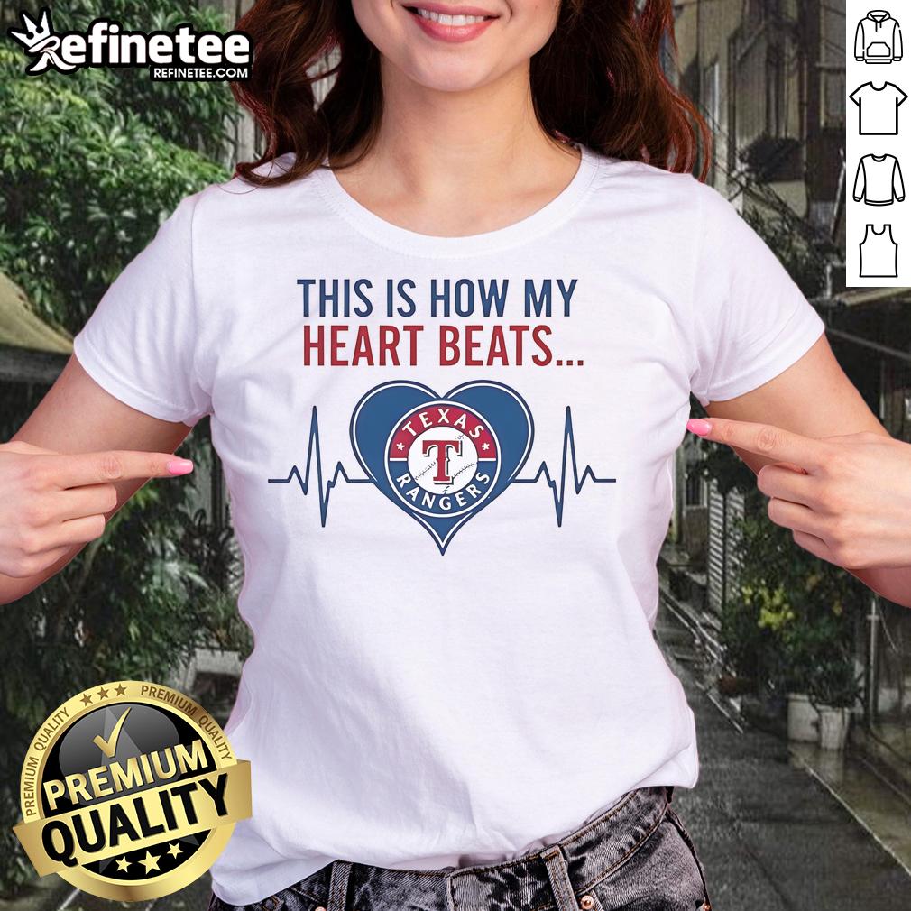 Official This Is How My Heart Beats Texas Rangers Ladies Tee Texas Rangers Ladies Tee featuring 'This Is How My Heart Beats' design, perfect for passionate fans and game day wear.