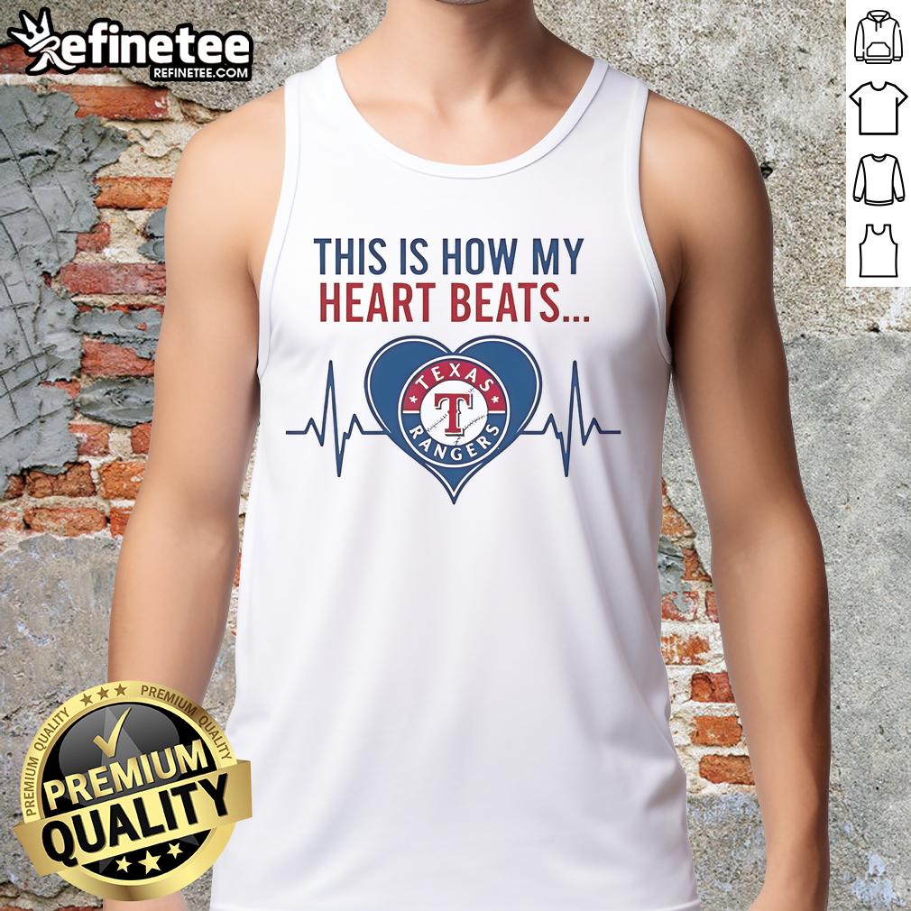 Official This Is How My Heart Beats Texas Rangers Tank Top Alt Text: Official Texas Rangers tank top featuring 'This Is How My Heart Beats' design, perfect for baseball fans.
