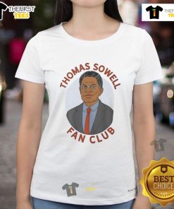 Official Thomas Sowell Fan Club Ladies Tee featuring a stylish design, perfect for fans of Thomas Sowell and his work.