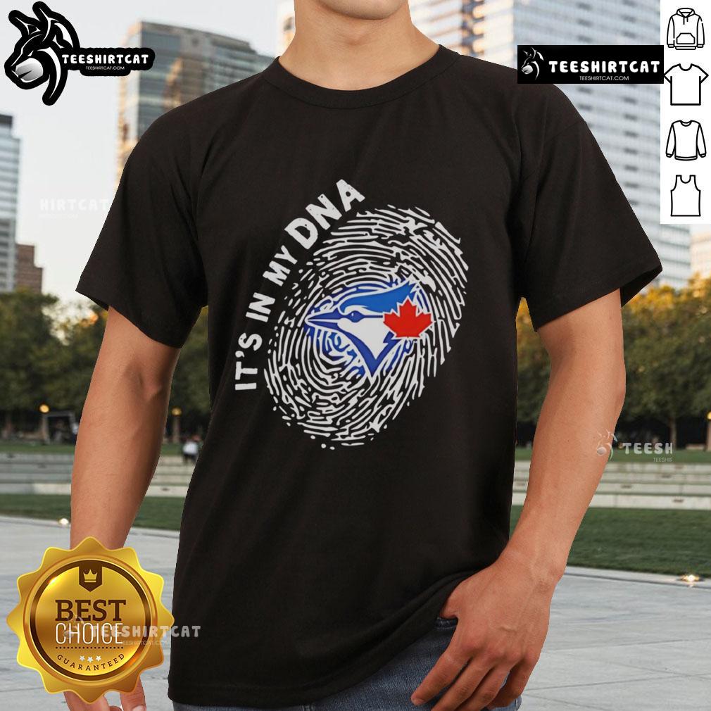 Official Toronto Blue Jays In My Dna T Shirt Alt Text: Official Toronto Blue Jays In My DNA T-Shirt featuring team logo and vibrant design, perfect for fans.